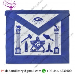 Master Mason Working Tools Masonic Apron - Blue & White