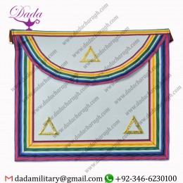 Past Commander Noah Masonic Apron - Rainbow & White