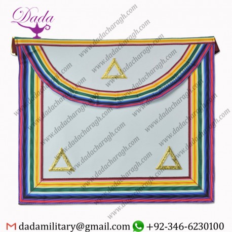 Past Commander Noah Masonic Apron - Rainbow & White