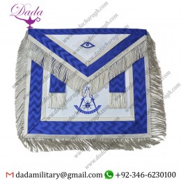 Past Master Fringed Masonic Apron - Blue & Silver