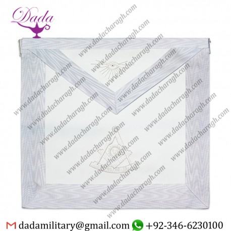 Past Master with All Seeing Eye Masonic Apron - White