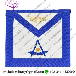 Past Master with Gold Accents Masonic Apron - Blue & White
