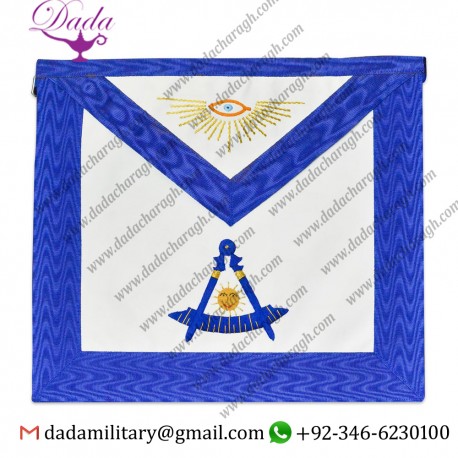 Past Master with Gold Accents Masonic Apron - Blue & White