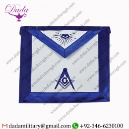Satin Master Mason All Seeing Eye Masonic Apron - Blue & White