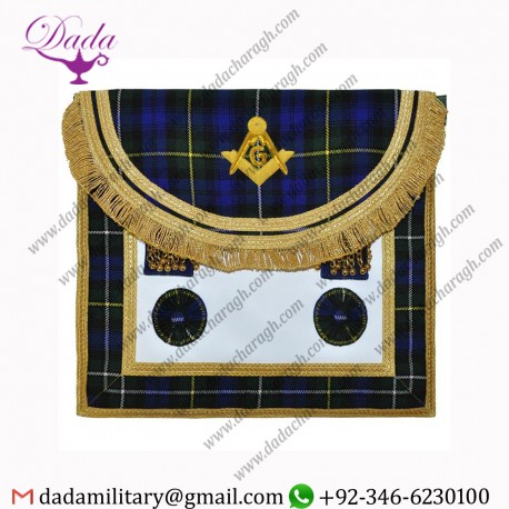 Scottish Rite Master Mason Handmade Embroidery Apron – Striped Blue