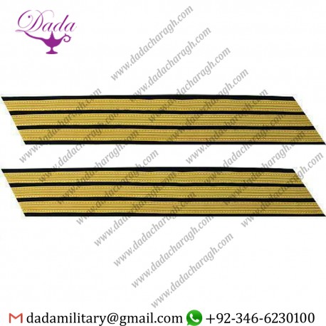 GENUINE U.S. ARMY SERVICE STRIPE GOLD EMBROIDERED ON BLUE - MALE, SET OF 3