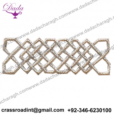 Celtic Knot Hand-Embroidered Bullion Applique Silver