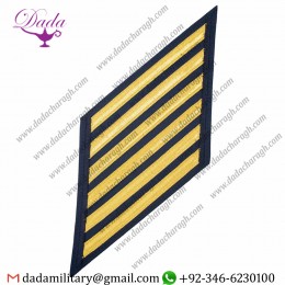 GENUINE U.S. COAST GUARD CPO HASH MARKS GOLD LACE ON BLUE