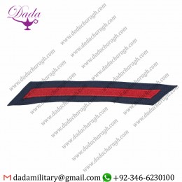 GENUINE U.S. COAST GUARD HASH MARKS ENLISTED - RED ON BLUE SERGE, SET OF 1