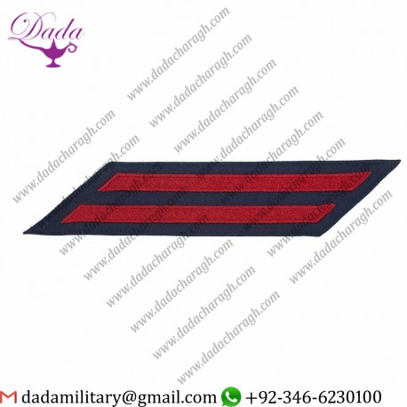 GENUINE U.S. COAST GUARD HASH MARKS ENLISTED - RED ON BLUE SERGE, SET OF 2