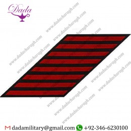 GENUINE U.S. COAST GUARD HASH MARKS ENLISTED - RED ON BLUE SERGE, SET OF 8