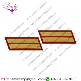 GENUINE U.S. MARINE CORPS SERVICE STRIPE FEMALE - GOLD ON RED, SET OF 2