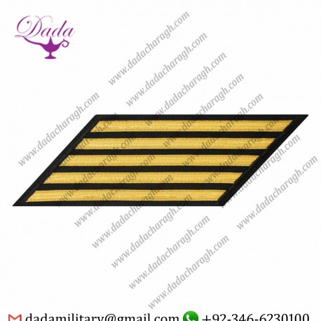 GENUINE U.S. NAVY CPO HASH MARKS GOLD LACE ON BLUE - SET OF 5
