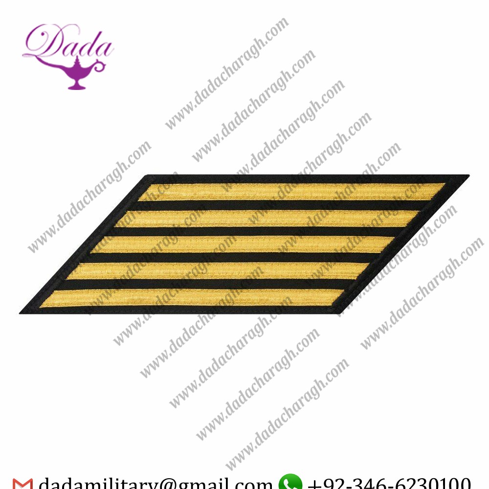 GENUINE U.S. NAVY CPO HASH MARKS GOLD LACE ON BLUE - SET OF 5 military