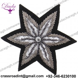 Cheap Custom Handmade Bullion Wire Sequins Star Embroidered Badges