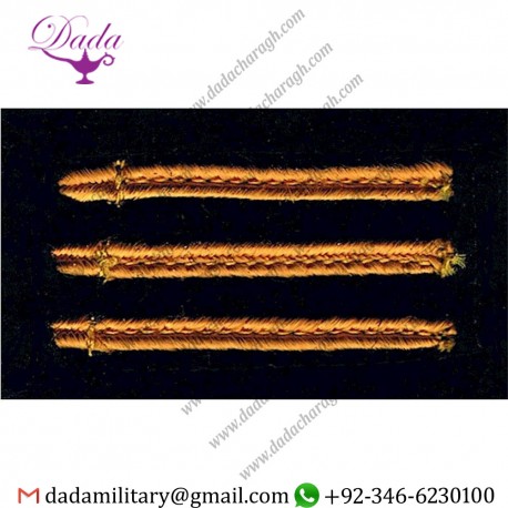 Rank Badge - Three Narrow Bars Yellow On Dark Blue Braid