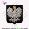 POLISH POLAND COAT OF ARMS BLAZER BADGE GOLD BULLION ON BLACK FELT HAND MADE