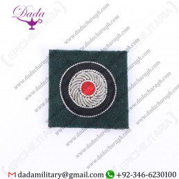Bullion Cap Cockade - Dark Green bullion embroidery badge
