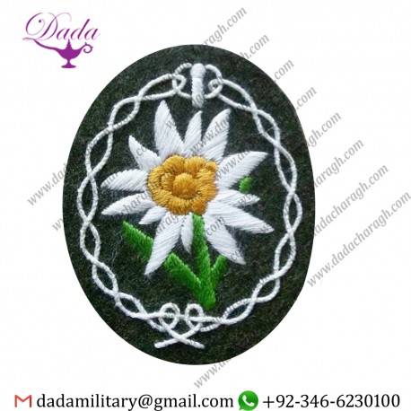 GERMAN ARMY ELITE EDELWEISS ARM BADGE PATCH EMBROIDERED HAT WWII HAND MADE