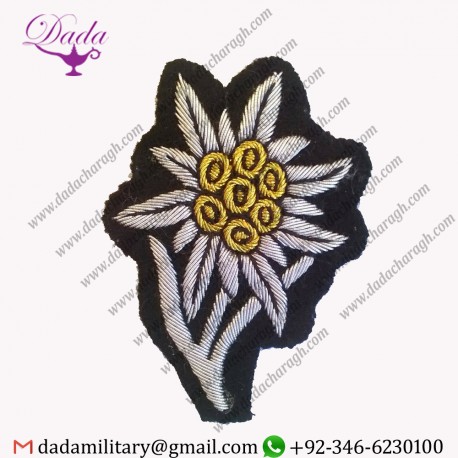 GERMAN ARMY WWII EDELWEISS HAT BADGE PATCH EMBROIDERED