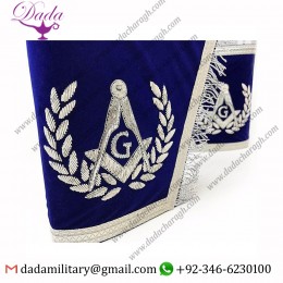 Masonic Gauntlets Cuffs - Embroidered With Fringe - Blue