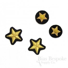 Bullion Wire Embroidered Badges Small Golden Stars