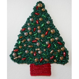 Christmas tree brooch hand embroidered