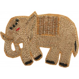 Champagne Beige Embroidered Elephant Patch