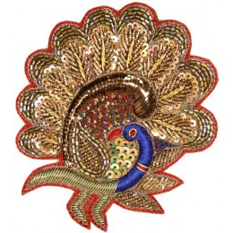 DIY New High quality 3D Hand embroidered badges Ox head bird Peacock feather Armband applique for Coat Trousers Brooch