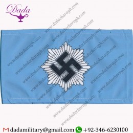 WWII GERMAN RLB SWASTIKA PRINTED ARMBAND REICHSLUFTSCHUTZBUND LIGHT BLUE
