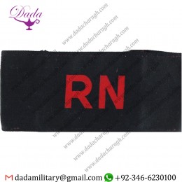 ROYAL NAVY ARMBAND RED RN ON NAVY BLUE PRINTED ARM-BAND OR BRASSARD