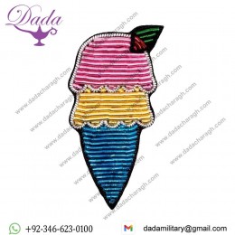 Ice Cream Bullion Wire Brooch Pin Hand Embroidery Brooch Badges Bullion Wire Fashion Jacket Embroidered Patches